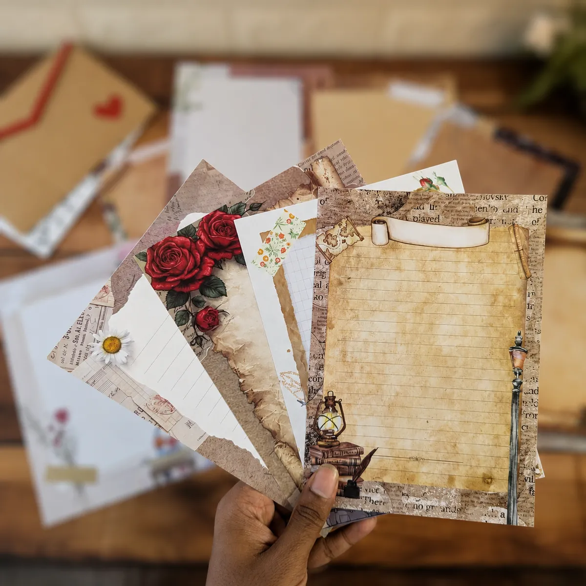 10 Pieces Aesthetic Cute Love Letter Paper (A5) with Envelope | Romantic Love Letter Writing Paper - Image 5