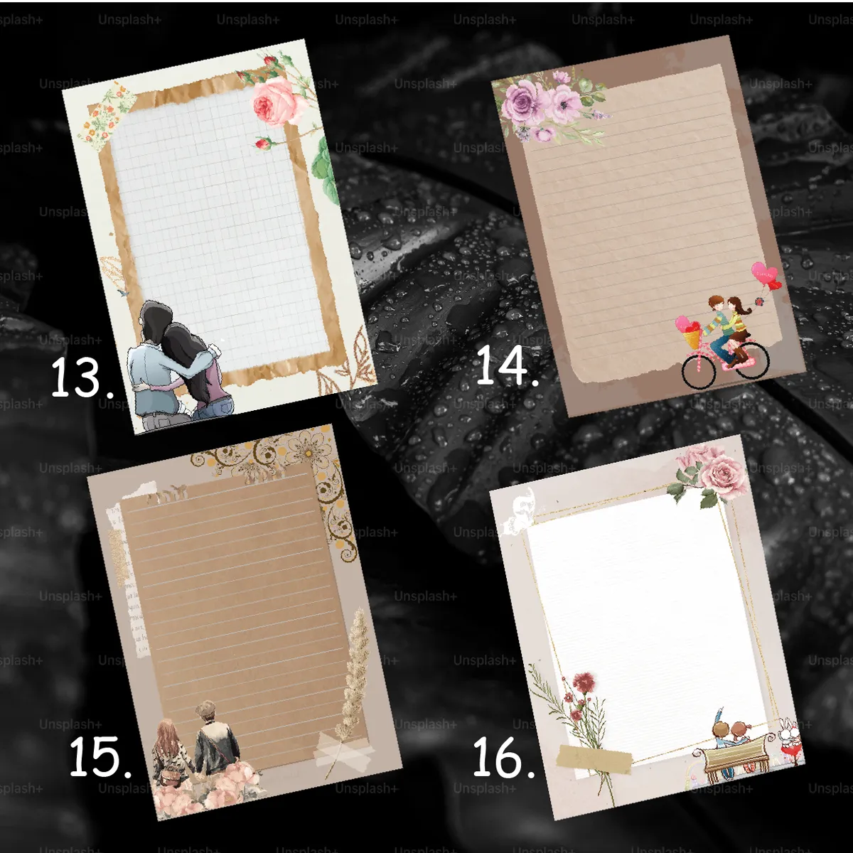 16 Pieces Aesthetic Cute Love Letter Paper (A5) with Envelope | Romantic Love Letter Writing Paper | Premium vintage Letter Paper - Image 5